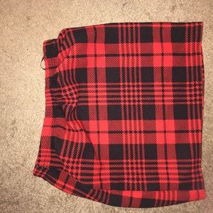 red checkered mini skirt